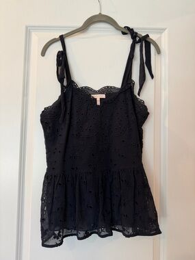 Rebecca Taylor - sz medium navy Eyelet Tie-Shoulder Women’s Top